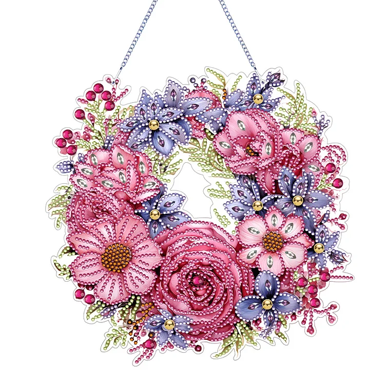 Special Shaped+Round Flower Crystal Painting Wreath Christmas Spot Drill Garland