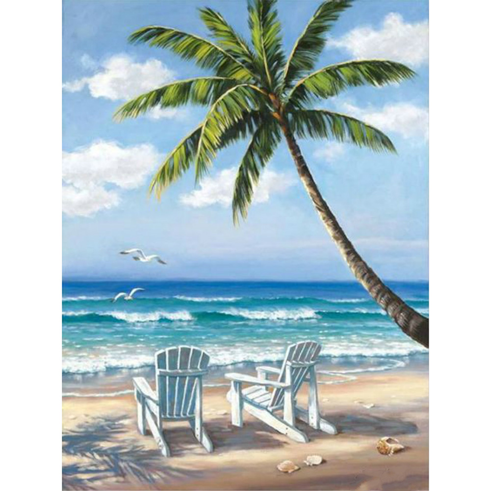 

Beach - 14CT Stamped Cross Stitch - 46*36CM, 501 Original