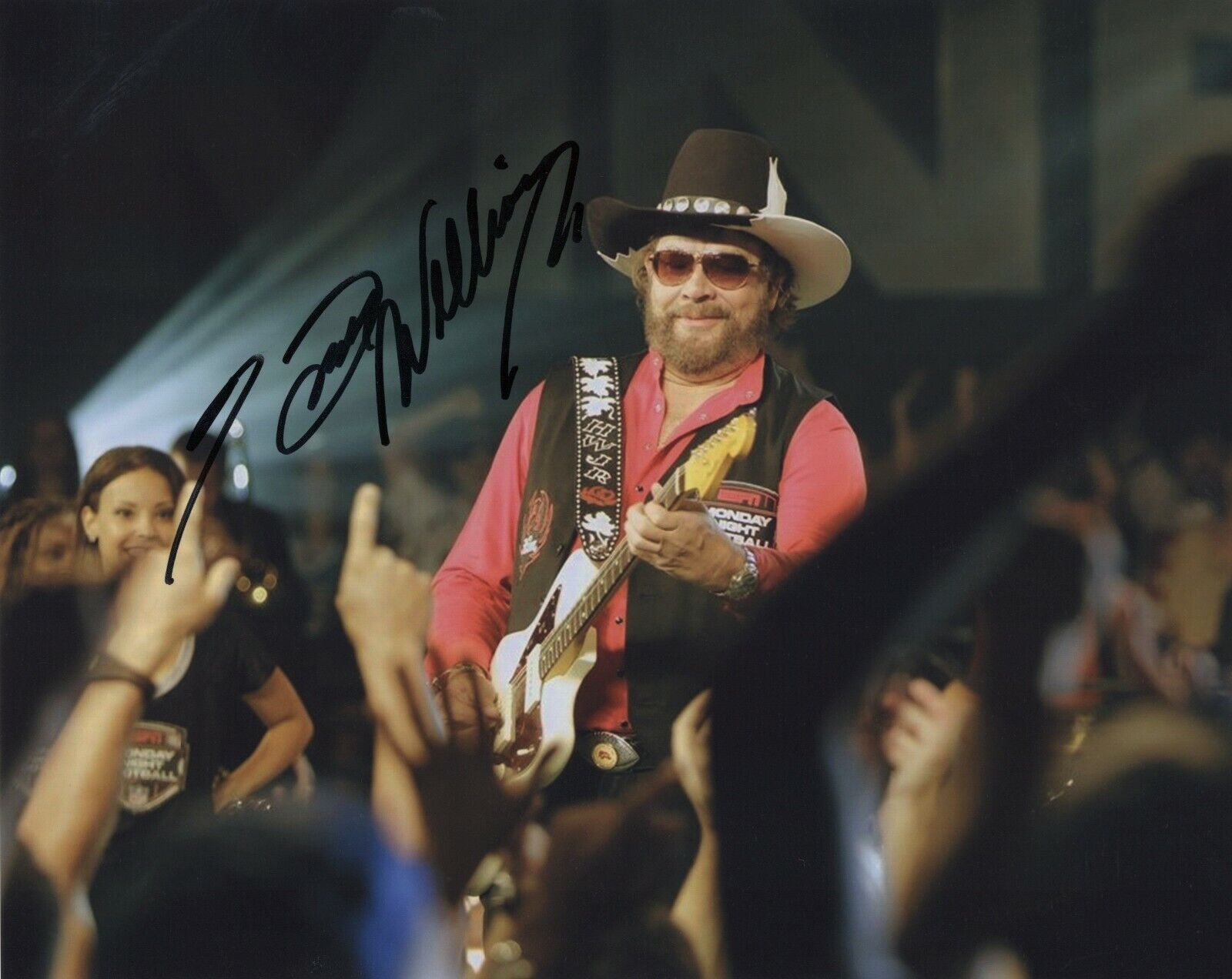 HANK WILLIAMS JR SIGNED COUNTRY MUSIC MONDAY NIGHT FOOTBALL 8X10 Photo Poster painting #2