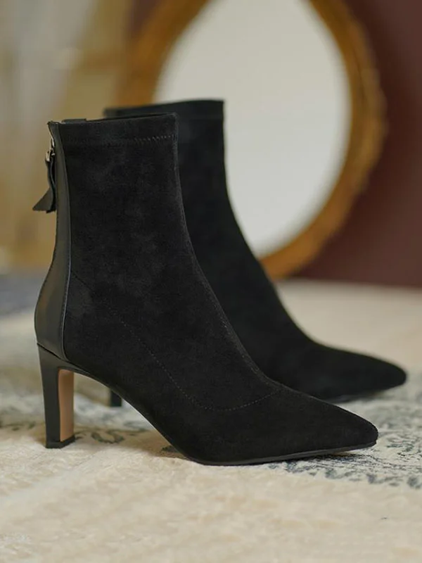 Zipper Split-Joint Pointed-Toe Sock Boots Boots