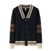 Jacquard Plus Velvet College Cardigan