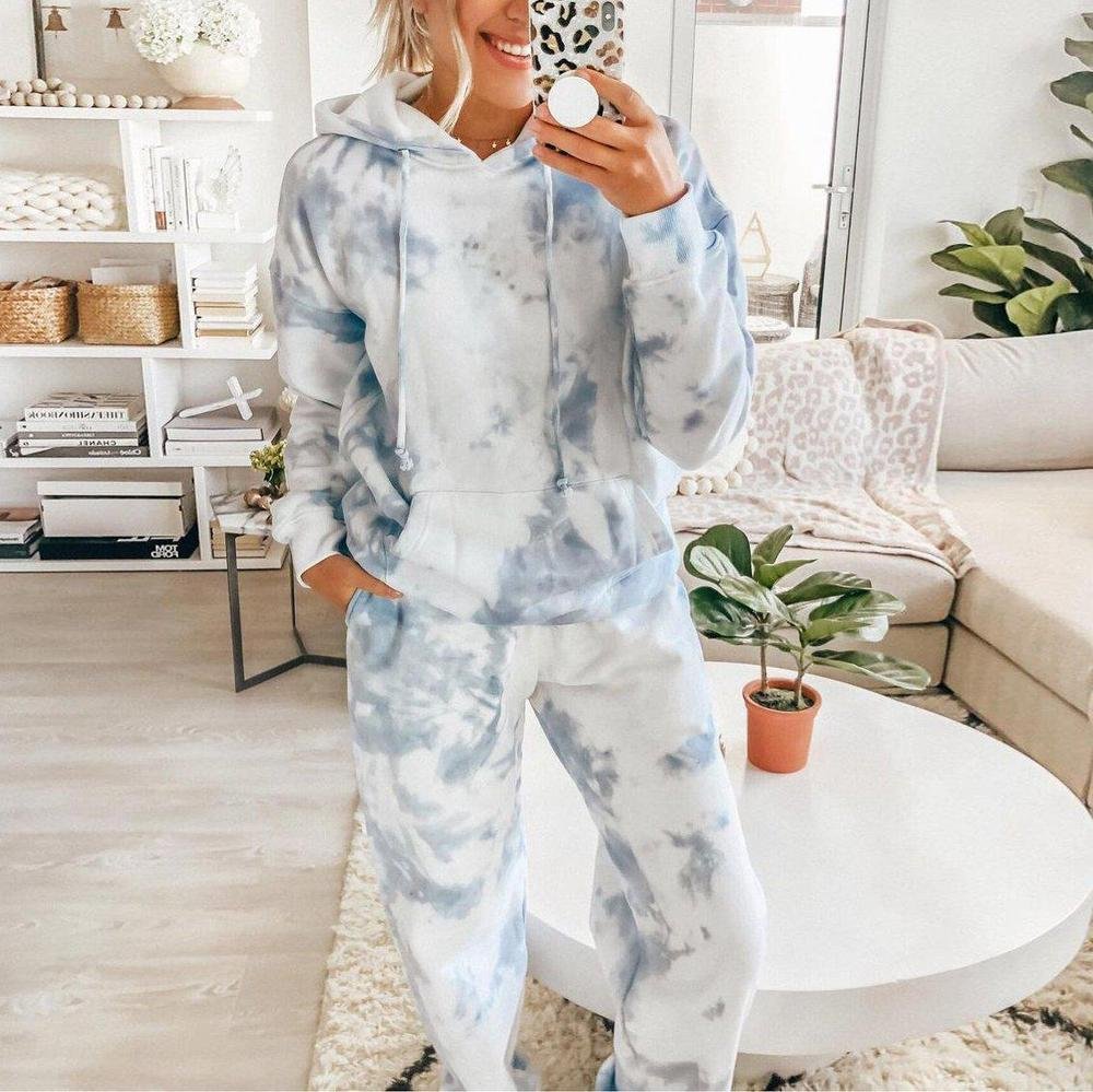 Mood-Lifting Tie Dye Long Sleeve Hoodie Lounge Set