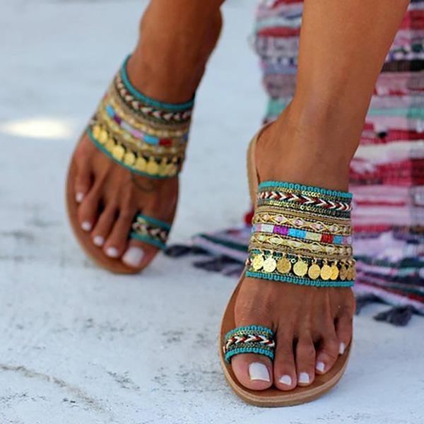 Susiecloths Ethnic Boho Style Toe Ring Sandals