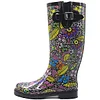 Printed high-tube rain boots, rubber rain boots, comfortable insoles, waterproof rain boots, garden boots