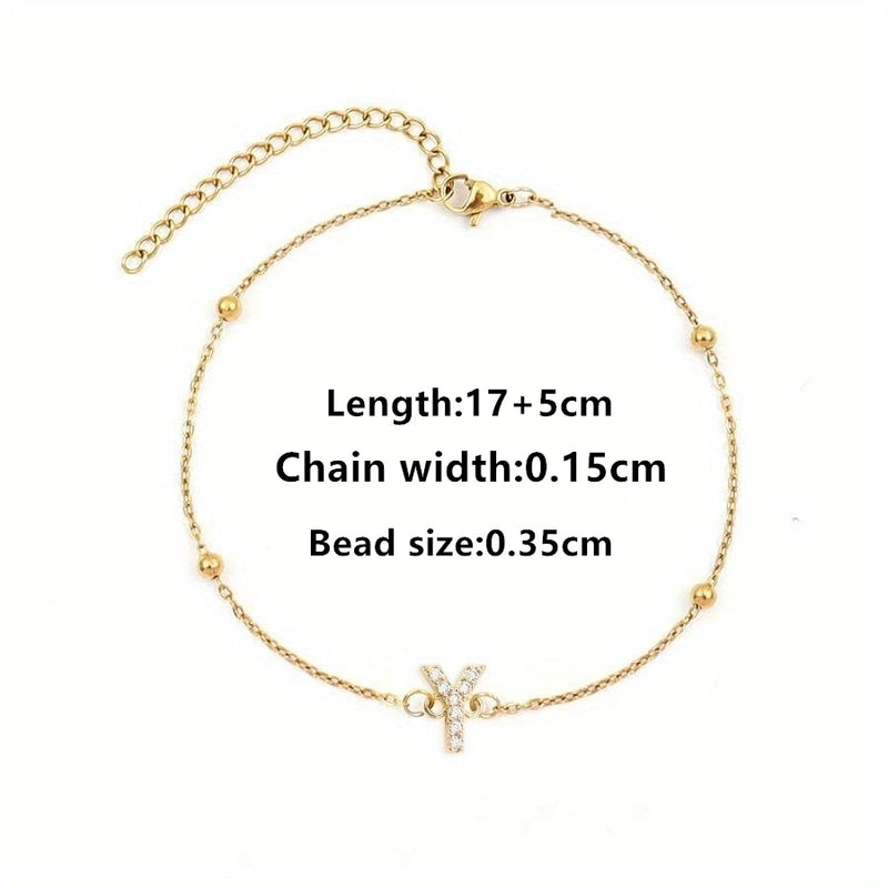 Elegant Minimalist Letter 201 Stainless Steel 304 Stainless Steel Zircon Bracelets In Bulk