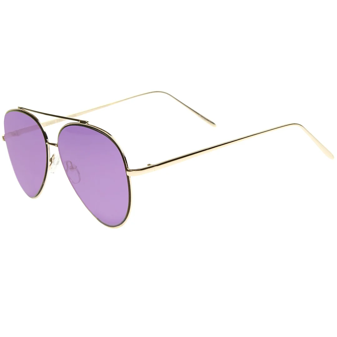 Fashion Teardrop Rimless Mirror Flat Lens Metal Frame Aviator glasses 58mm