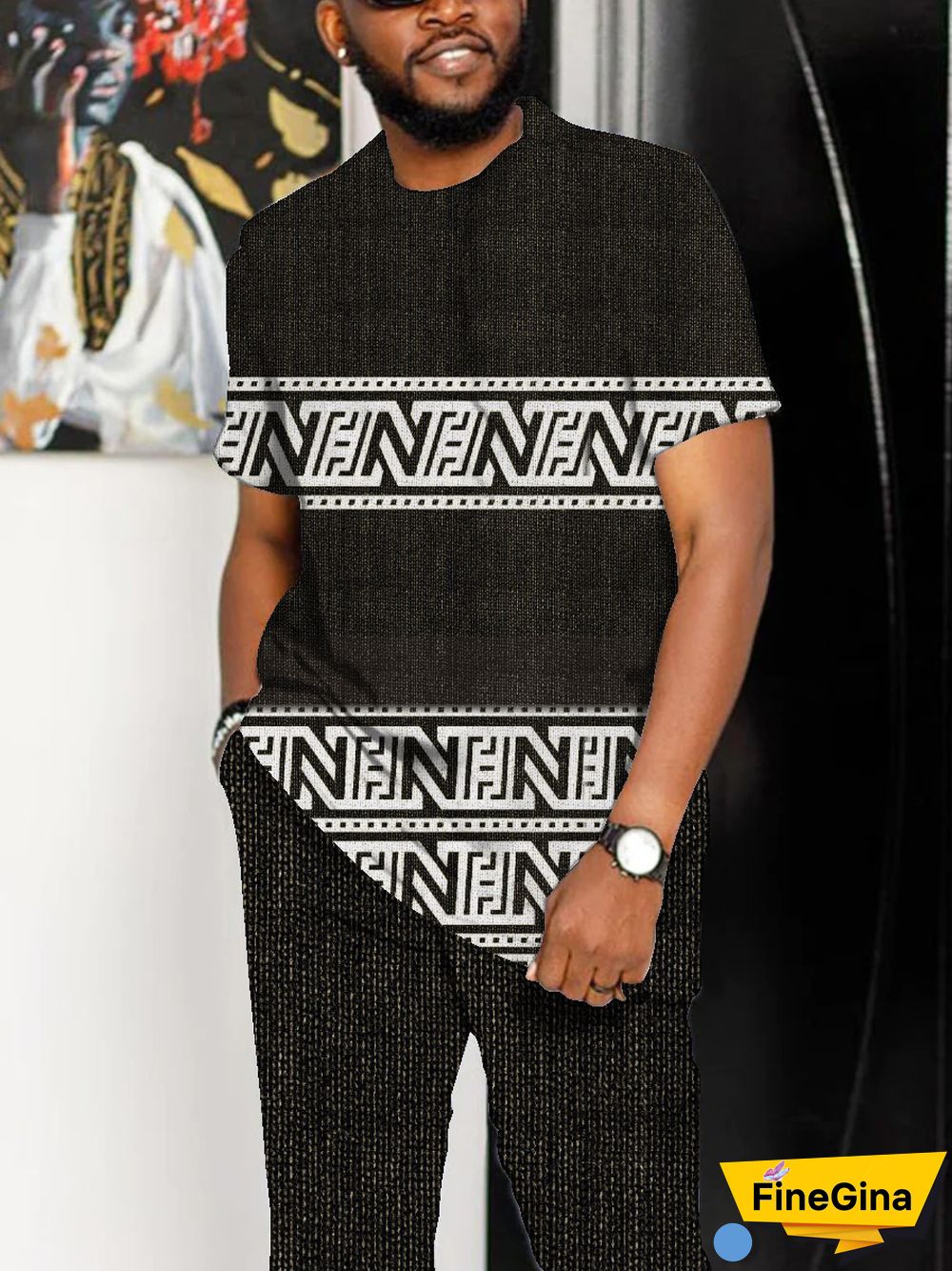 Black Casual Letter Patchwork O Neck Short Sleeve Two Pieces