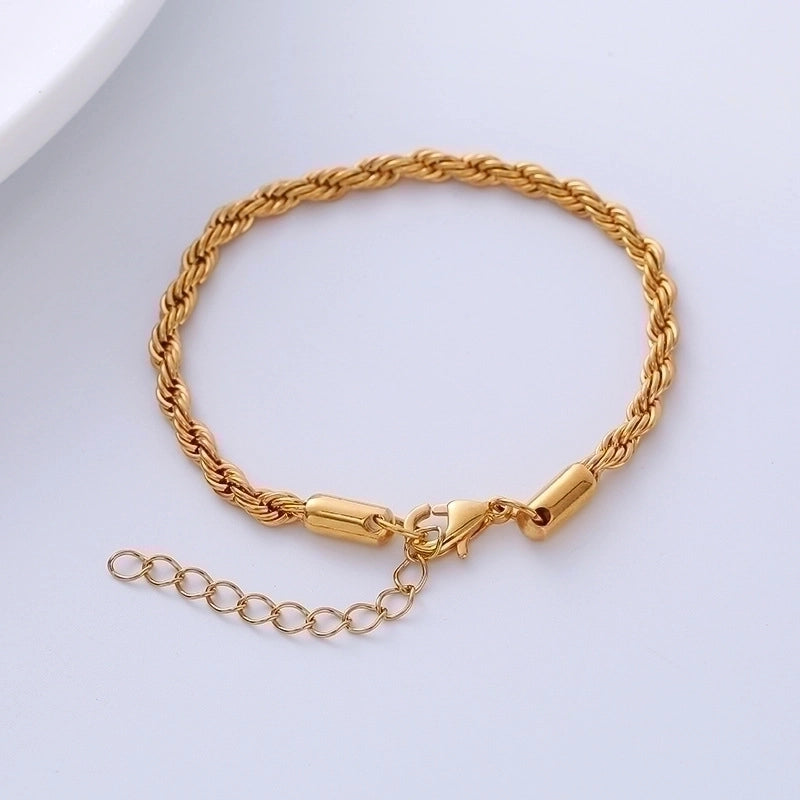 Minimalist Twist 304 Stainless Steel 18K Gold Plated No Inlaid Stainless Steel Bracelets In Bulk