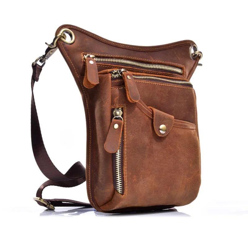 Men's bag retro crazy horse leather men's horizontal shoulder messenger bag