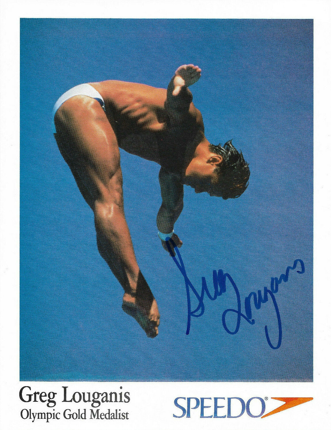 GREG LOUGANIS HAND SIGNED AUTOGRAPHED 8.5X11 SPEEDO OLYMPIC Photo Poster painting WITH COA