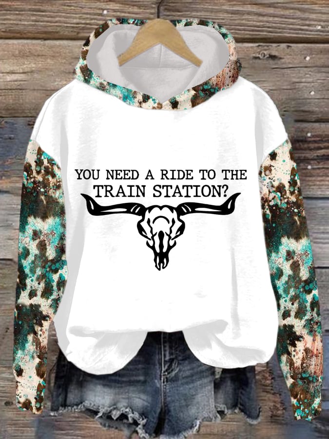 Women's You Need A Ride To The Train Station Print Casual Sweatshirt