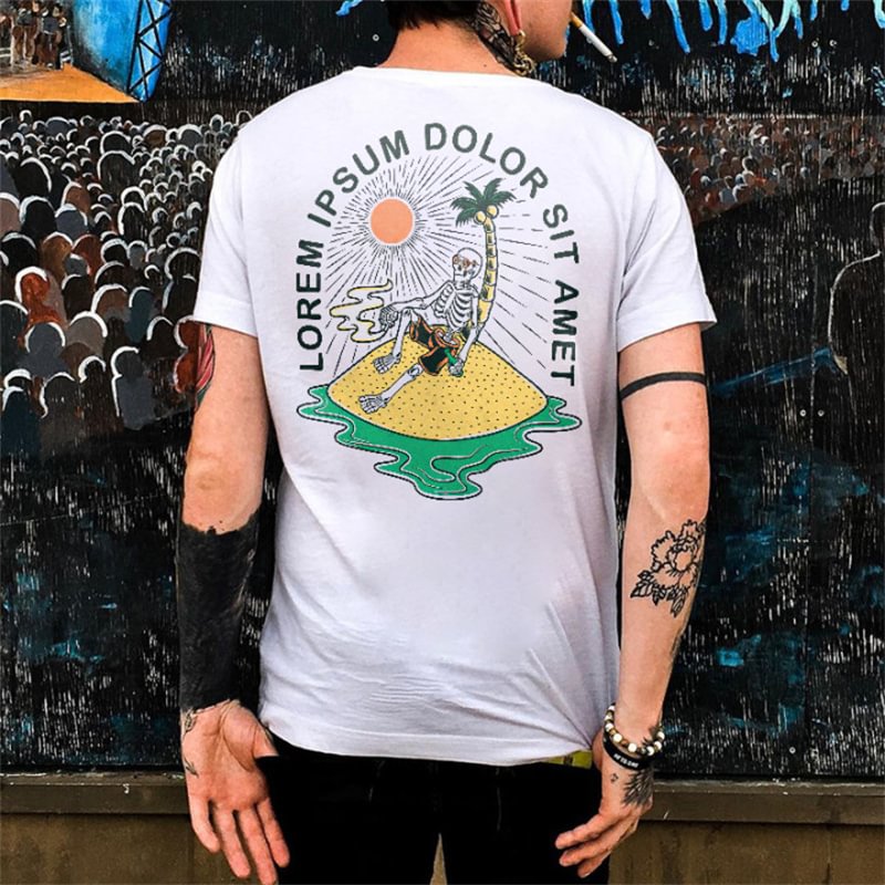 Lorem Ipsum Dolor Sit Amet Skull In Sun Bath Printed Men's T-shirt -  