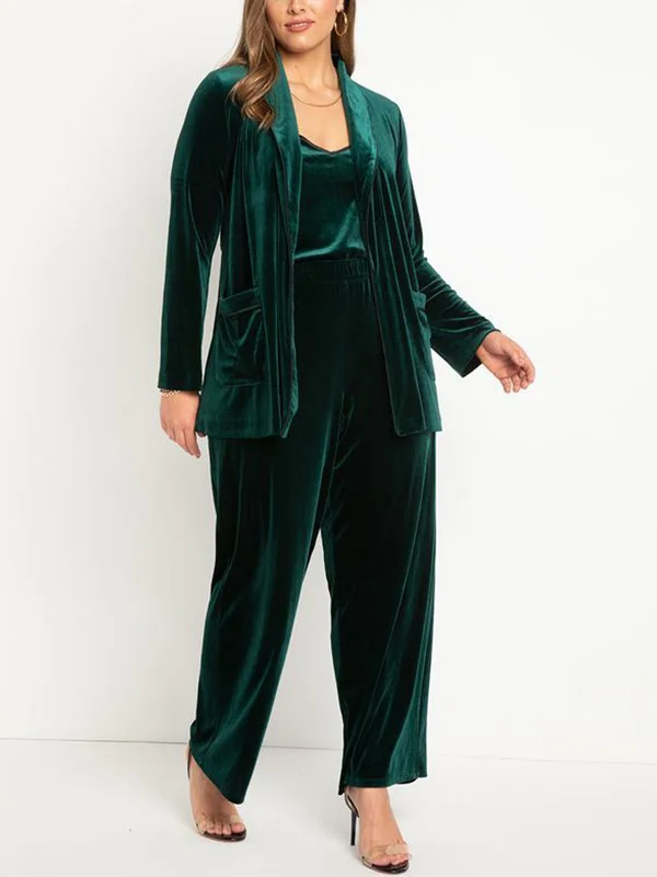 Three-piece suspender velvet solid top and trousers