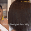 Kinky Straight 200% Density Glueless black Bob Wigs