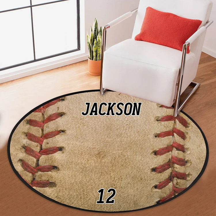 Personalized Baseball Round Rug|R163