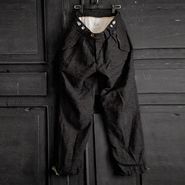 Men's Vintage Dark Grey Drawstring Trousers