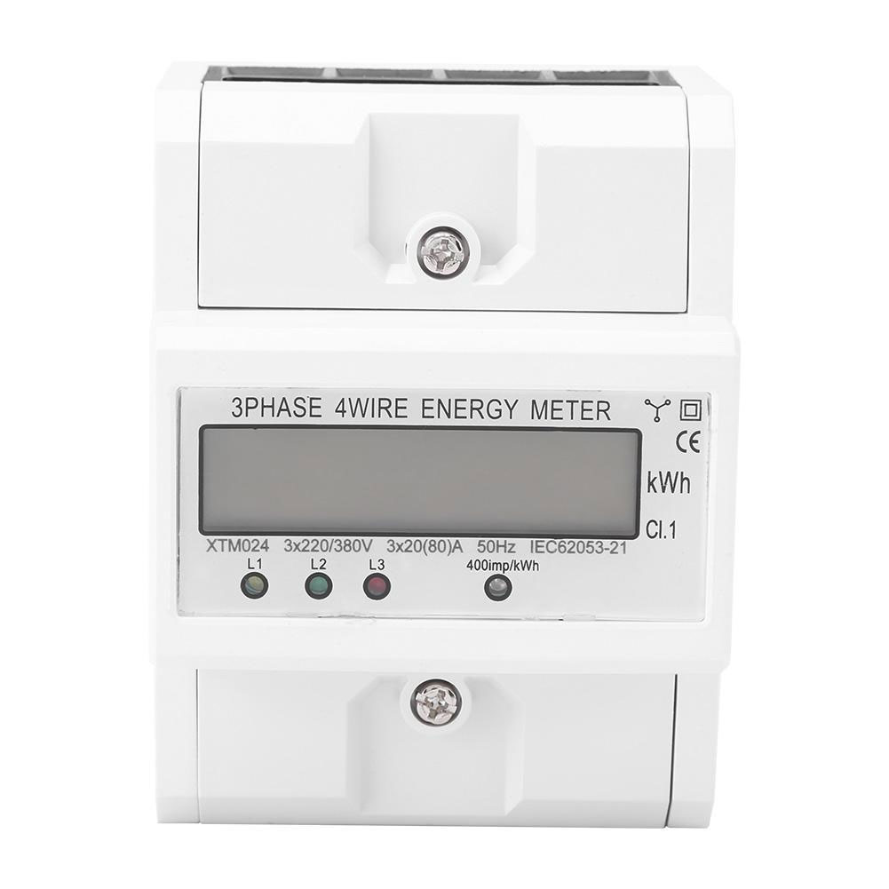 

Digital 3 Phase 4 Wire Electric Energy Meter DIN Rail kWh Power Wattmeter, 501 Original