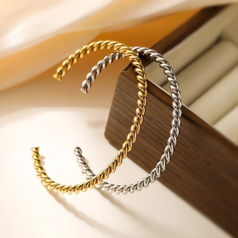 Retro Minimalist Commute Geometric 304 Stainless Steel Cuff Bracelets In Bulk