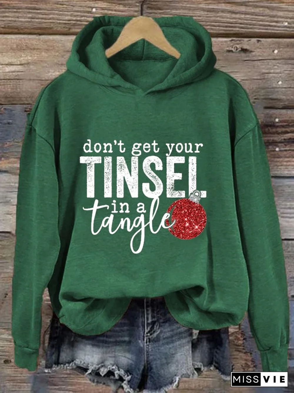 Women's Christmas Don't Get Your Tinsel in a Tangle Casual Hoodie