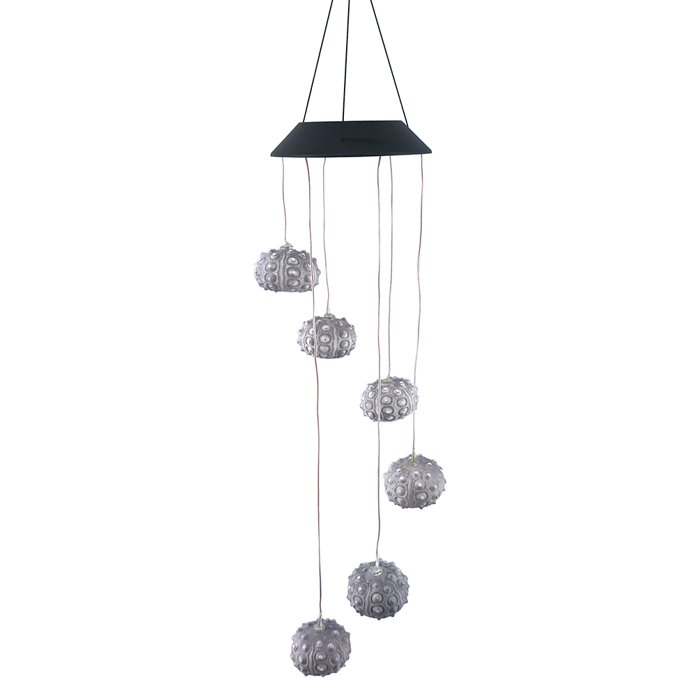 

7-Color LED Garden Solar Light Grey Sea Urchin Wind Chimes Hanging Lamp, 501 Original