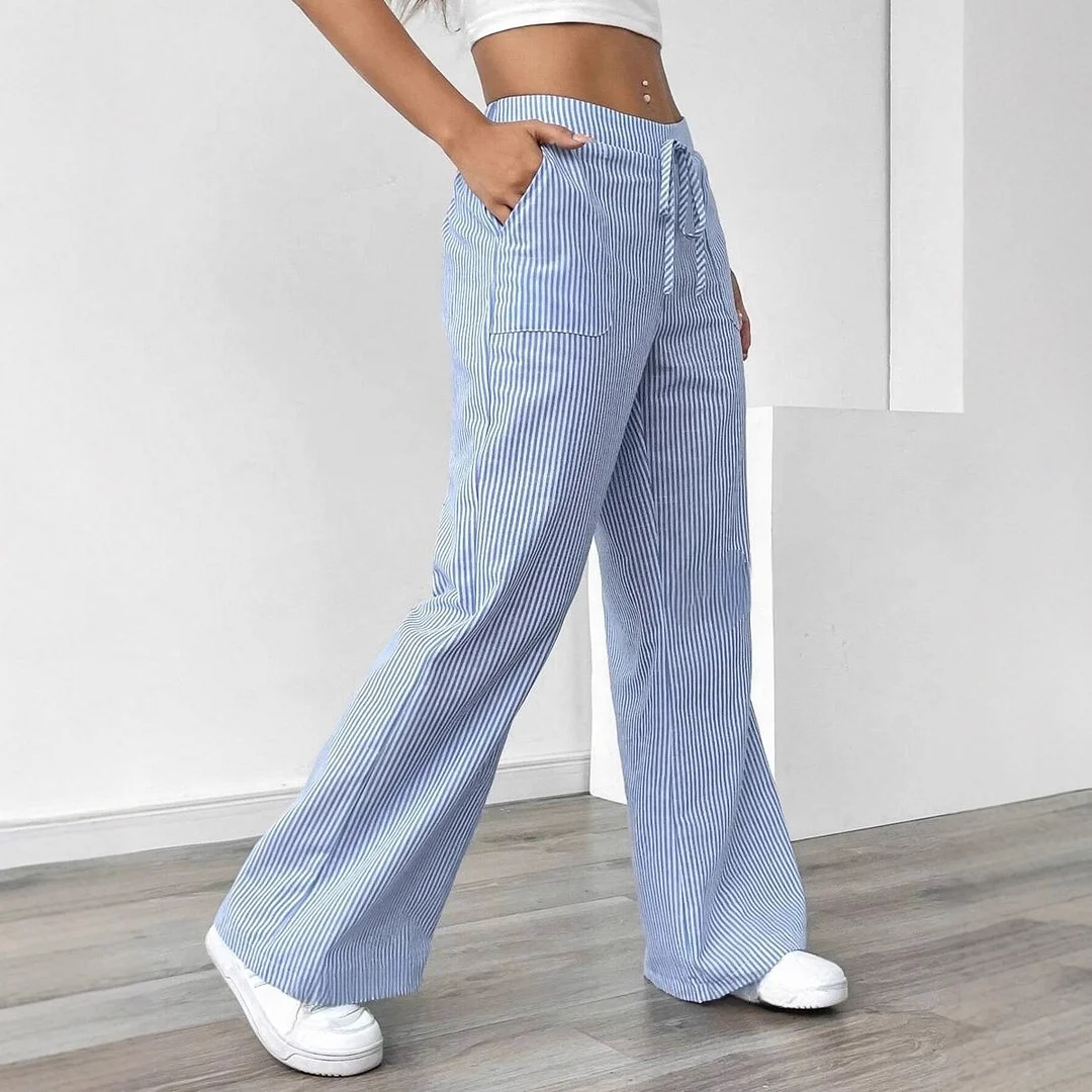 Nigikala Nigikala New Striped Trousers Casual Street Fashion Loose Broad-Legged Women
