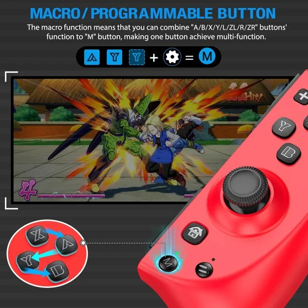 DinoFire Switch Joycon Controller with Nintendo, Switch Controller Joy Cons for Nintendo Switch/lite/OLED（Red & Blue）