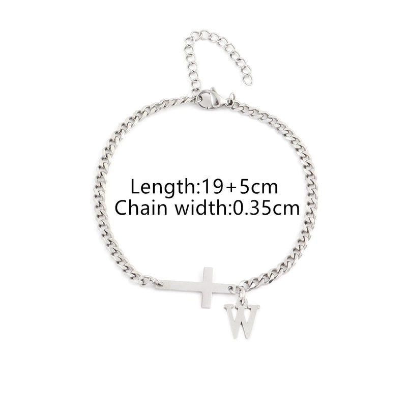 Casual Minimalist Classic Style Cross Letter 201 Stainless Steel 304 Stainless Steel Men’s Bracelets Men Chain Bracelets