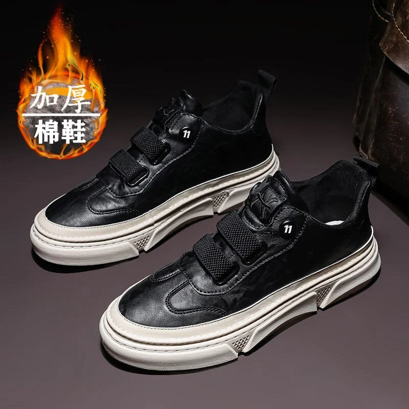 Men's Snow Boots Winter Men's Leather Boots Fur Warm Men's Snow Boots Outdoor Comfortable Mens Designer Sneakers Botas Hombre