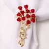 Red Roses Bunch Golden Catering Napkin Ring
