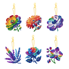 (US Local)6PCS  Colored Flowers DIY Diamond Painting Keychain Diamond Art Kits