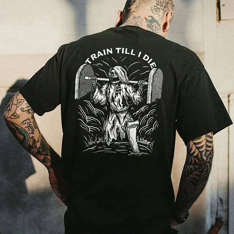 Train Till I Die Skull Printed Men's T-shirt