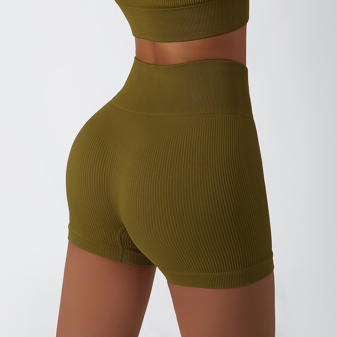 Buy Hergymclothing high performance non see through seamless ribbed workout biker shorts with tummy control online
