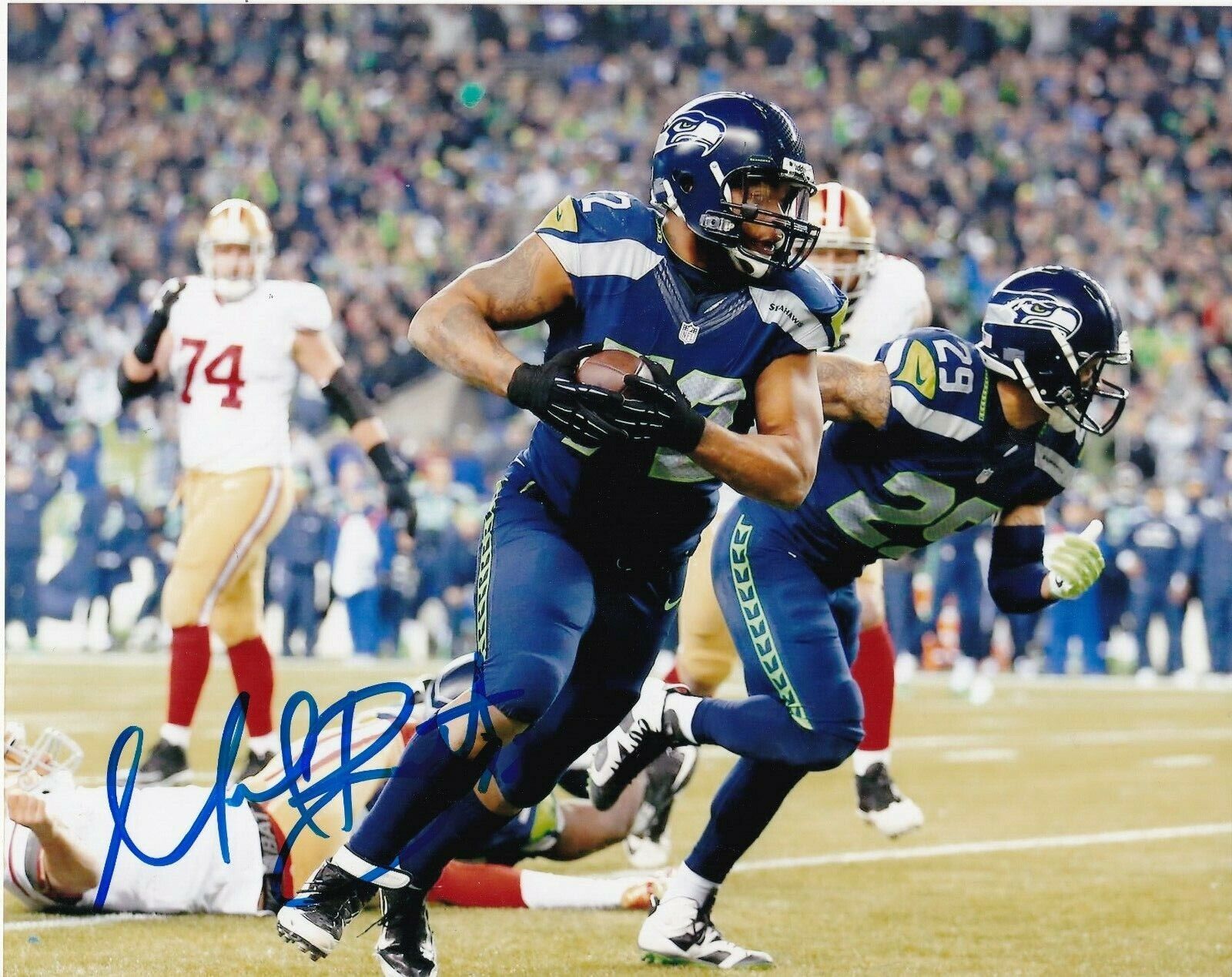 MICHAEL BENNETT SEATTLE SEAHAWKS ACTION SIGNED 8x10