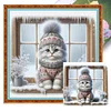 Kitten By Window-11CT Stamped Cross Stitch 40*40cm/15.75*15.75in tapestrymarket