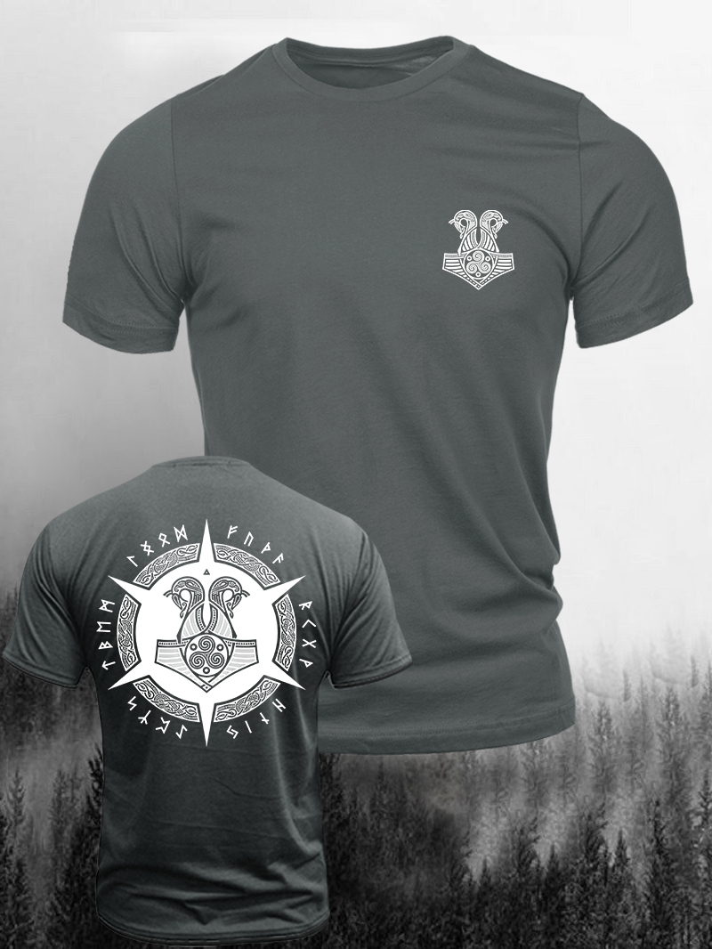 Men's Viking Myth Logo Print Casual Short Sleeve T-shirt