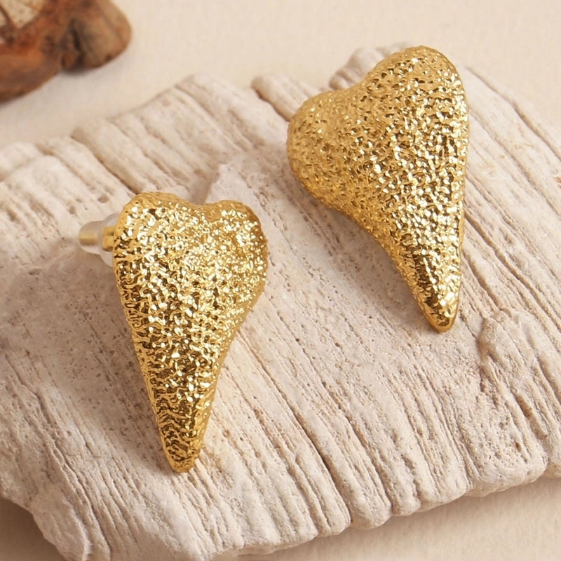 1 Pair Elegant Minimalist Heart Shape Solid Color 304 Stainless Steel 18K Gold Plated Ear Studs