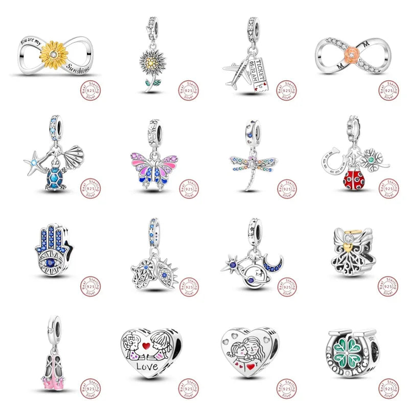 1 Piece 20.3*13.9mm 925 Sterling Silver Zircon Infinity Moon Pendant Beads Jewelry Accessories