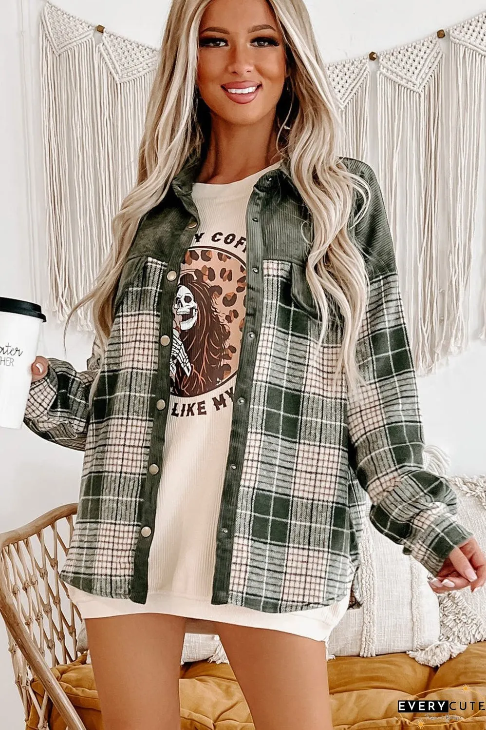 Comfortable Plaid Corduroy Jacket
