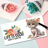 uk.everydayedeals 6Pcs DIY Diamond Painting Greeting Card - Flower Cat