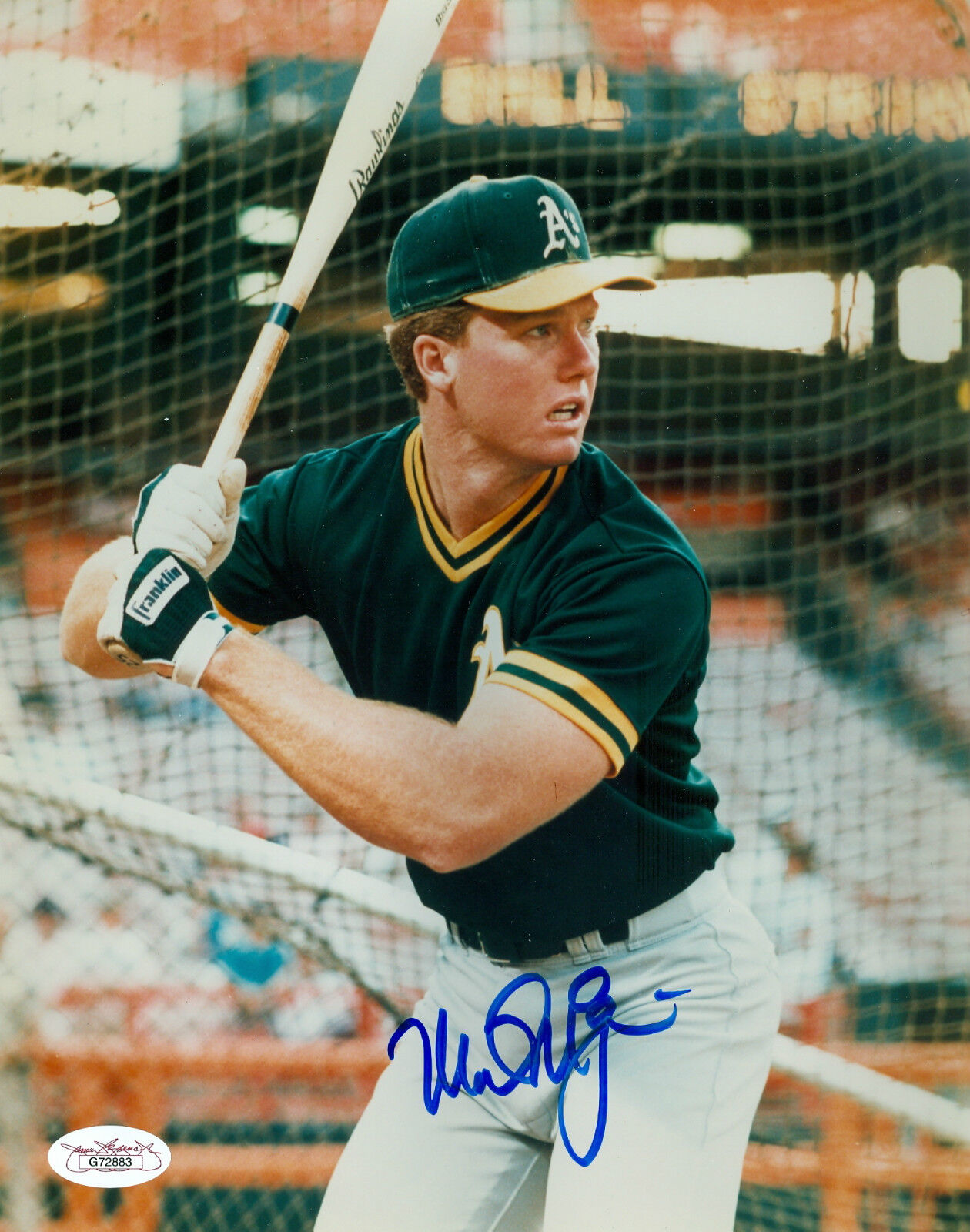 MARK McGWIRE OAKLAND A'S SIGNED AUTOGRAPH 8X10 Photo Poster painting JSA