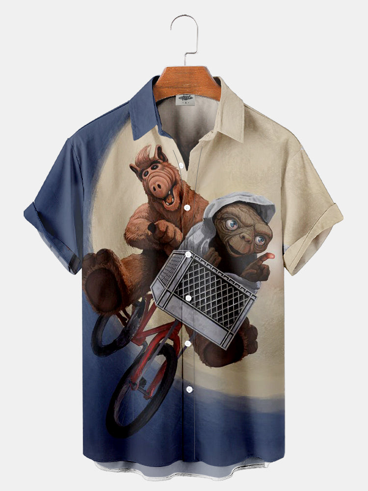 Men'S Classic Movie Poster E.T Printed Shirt PLUSCLOTHESMAN