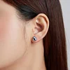 925 Silver Zircon Heart Eye Stud Earrings 
