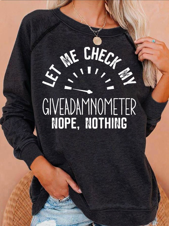 Womens Funny Letters Giveadamnometer Casual Sweatshirts