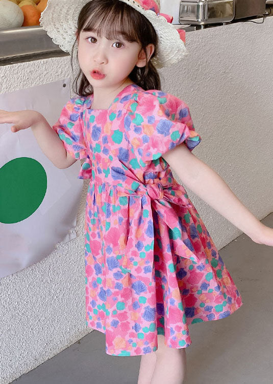 VCSHOES Rose Print Off The Back Patchwork Cotton Baby Girls Dress Summer