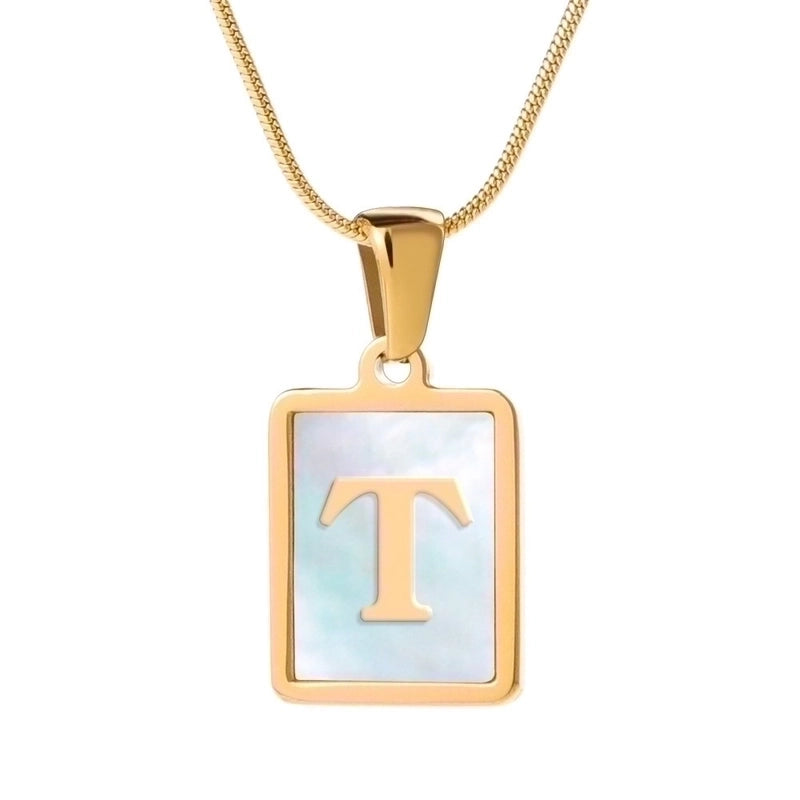 Stainless Steel 18K Gold Plated Casual Commute Plating Inlay Letter Shell Pendant Necklace