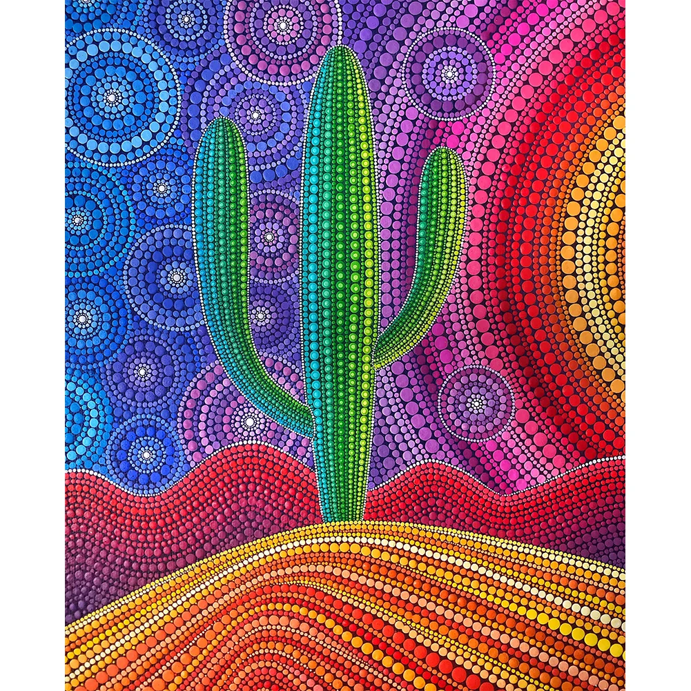 Special-shaped Crystal Rhinestone Diamond Painting - Sunset Cactus(30*40cm)