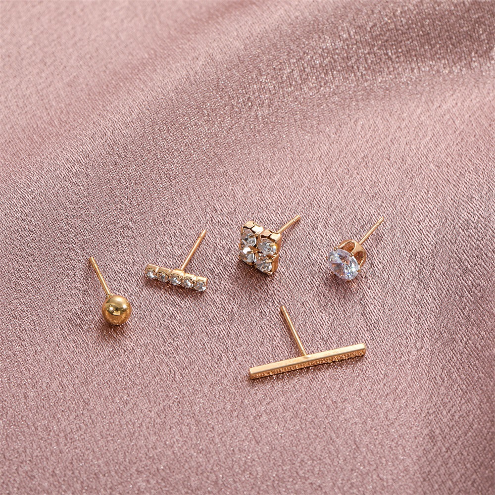 Geometric Stud Gold Plated Earrings Set
