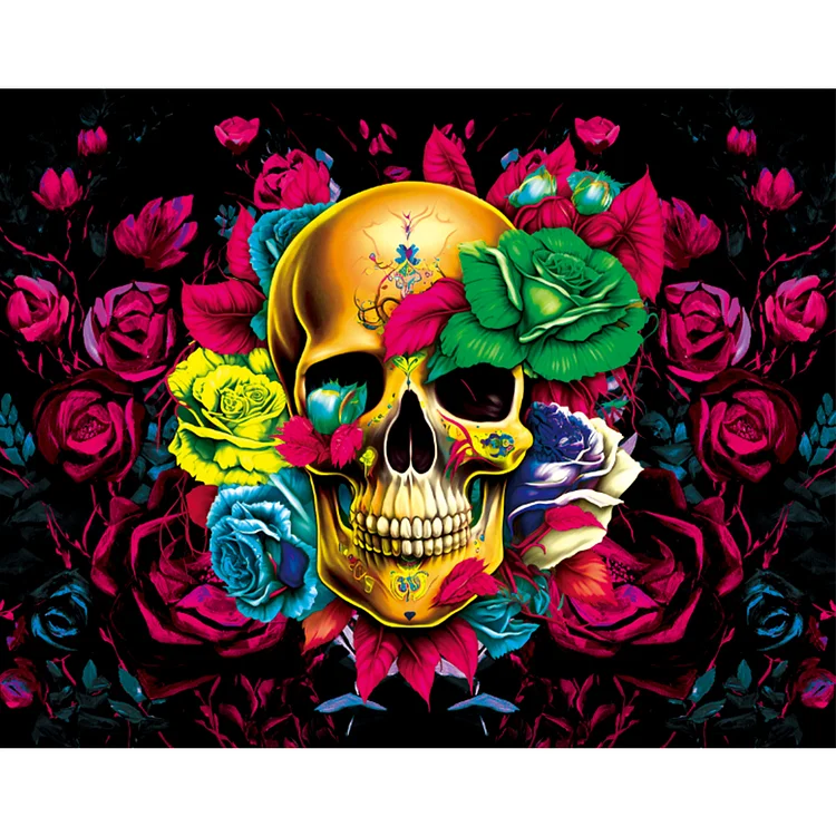 Skeleton Flower Fluorescent  - Black Light Tapestry