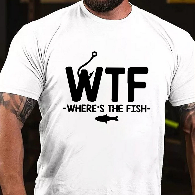 WTF - Where's The Fish Funny Print T-shirt