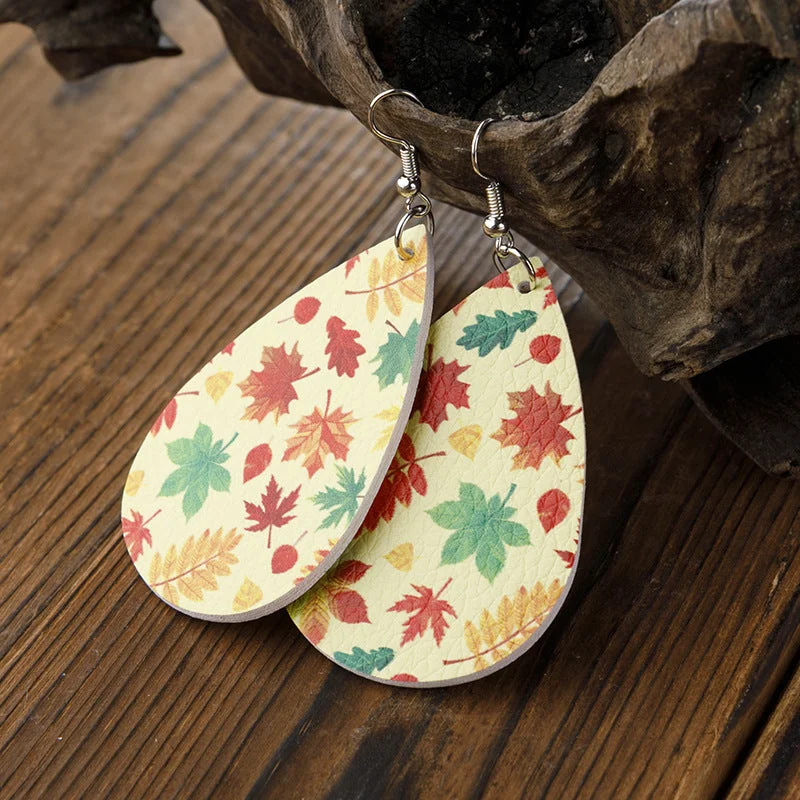 Maple Leaf Thanksgiving Leather Earrings